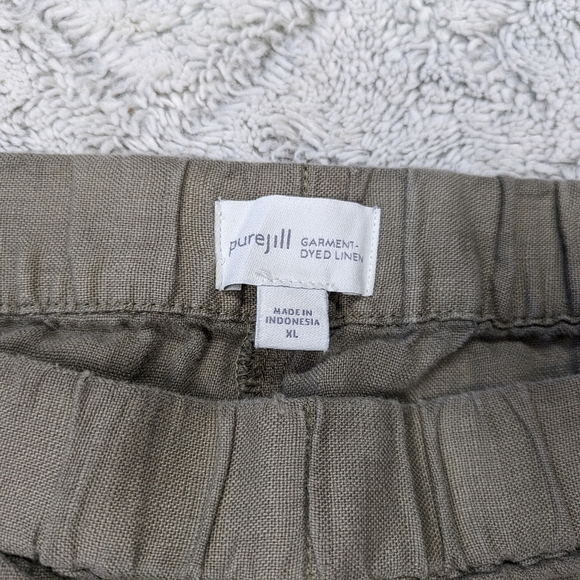 J. Jill Pants Women's XL Green Gray Linen Garment Dyed Pure Pull On Rolled Cuffs - Picture 6 of 9